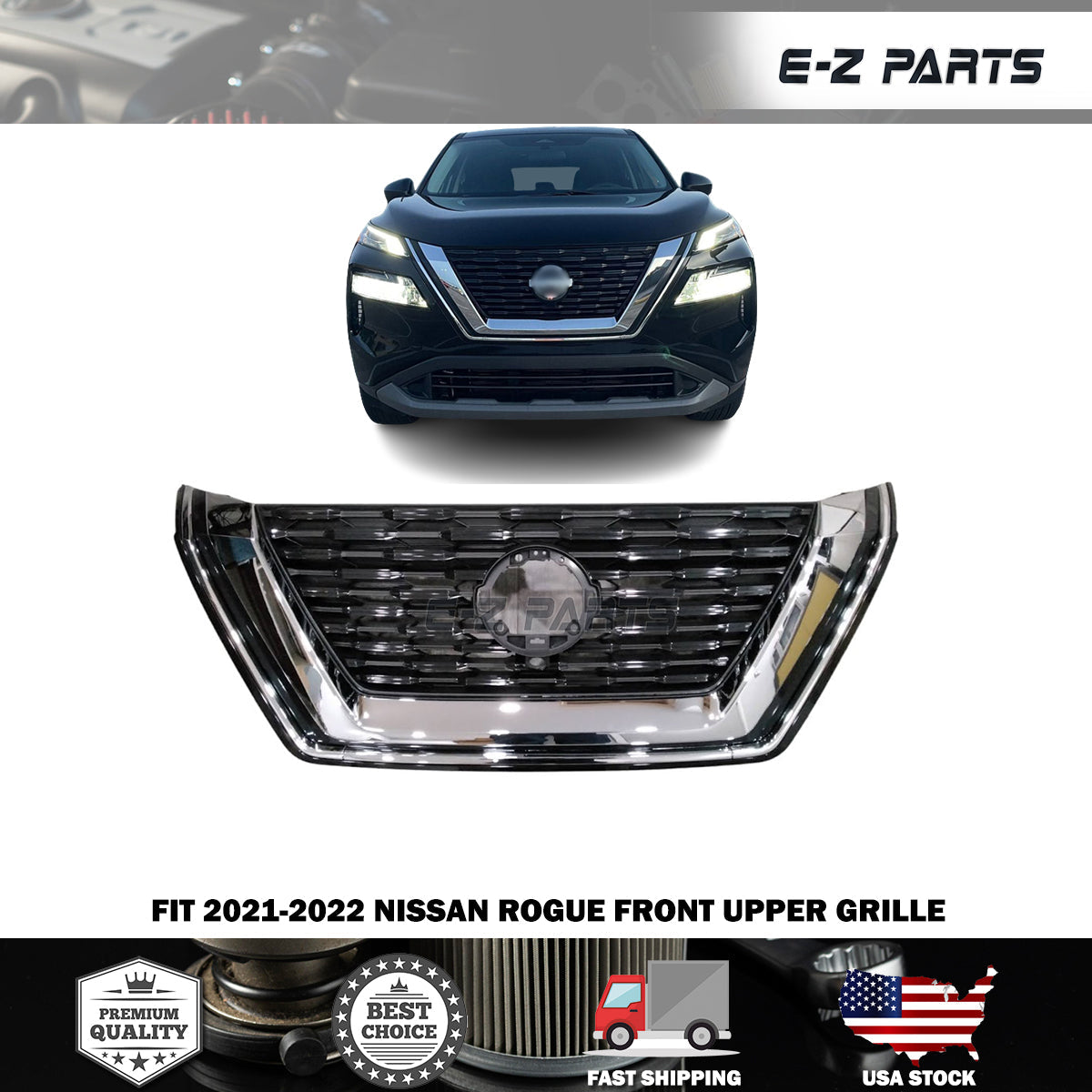 For 2021-2022 Nissan Rogue Front Upper Grille