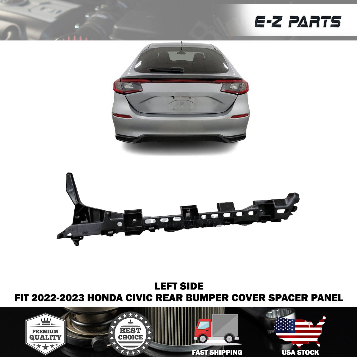 For 2022-2023 Honda Civic Rear Left Side Bumper Cover Spacer Panel