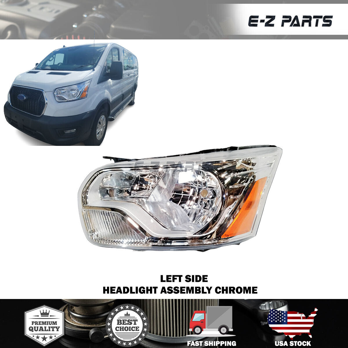 Premium Quality for 2015-2023 Ford Transit 150 250 350 Headlight Left Side