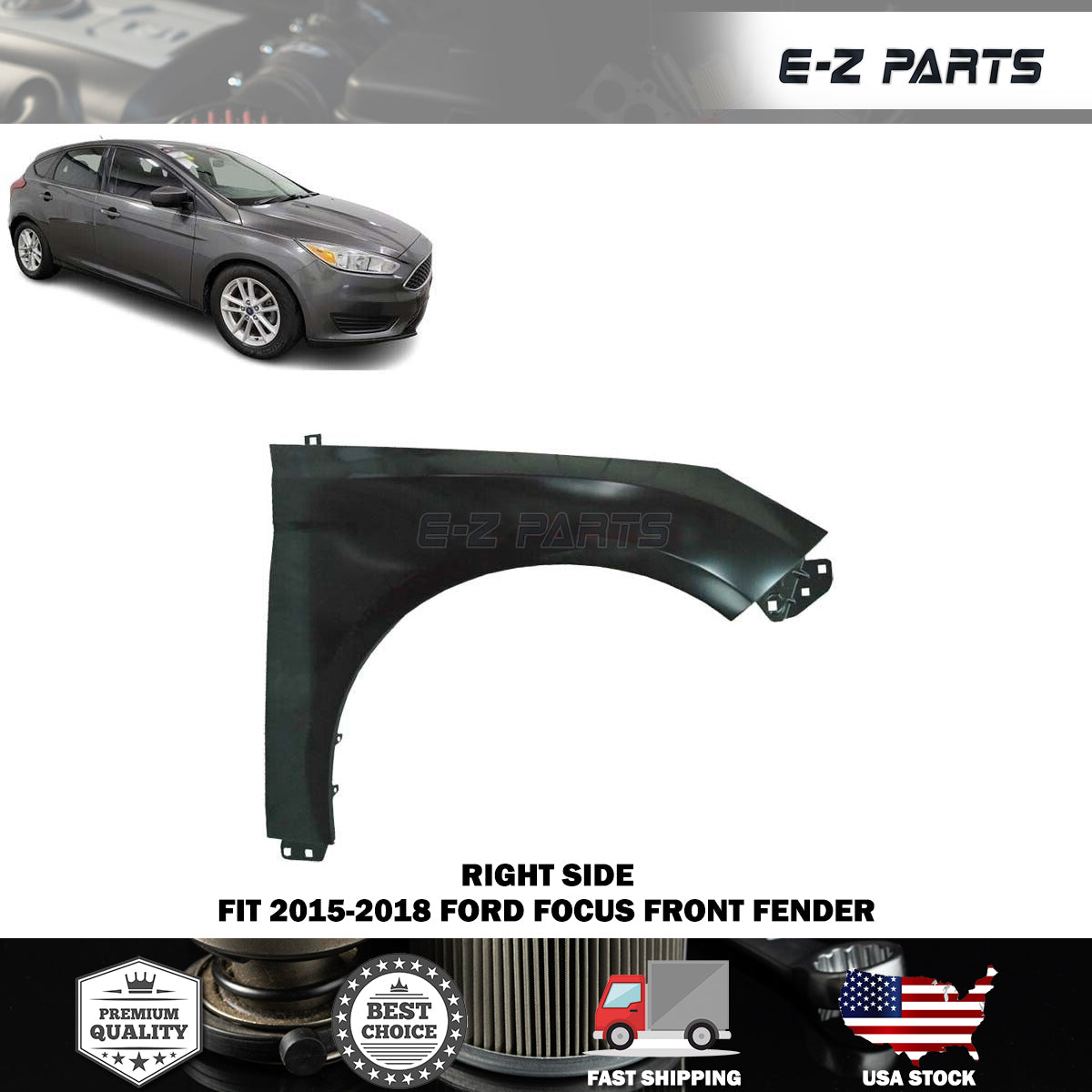 For 2015-2018 Ford Focus Right Front Fender Passenger Side RH