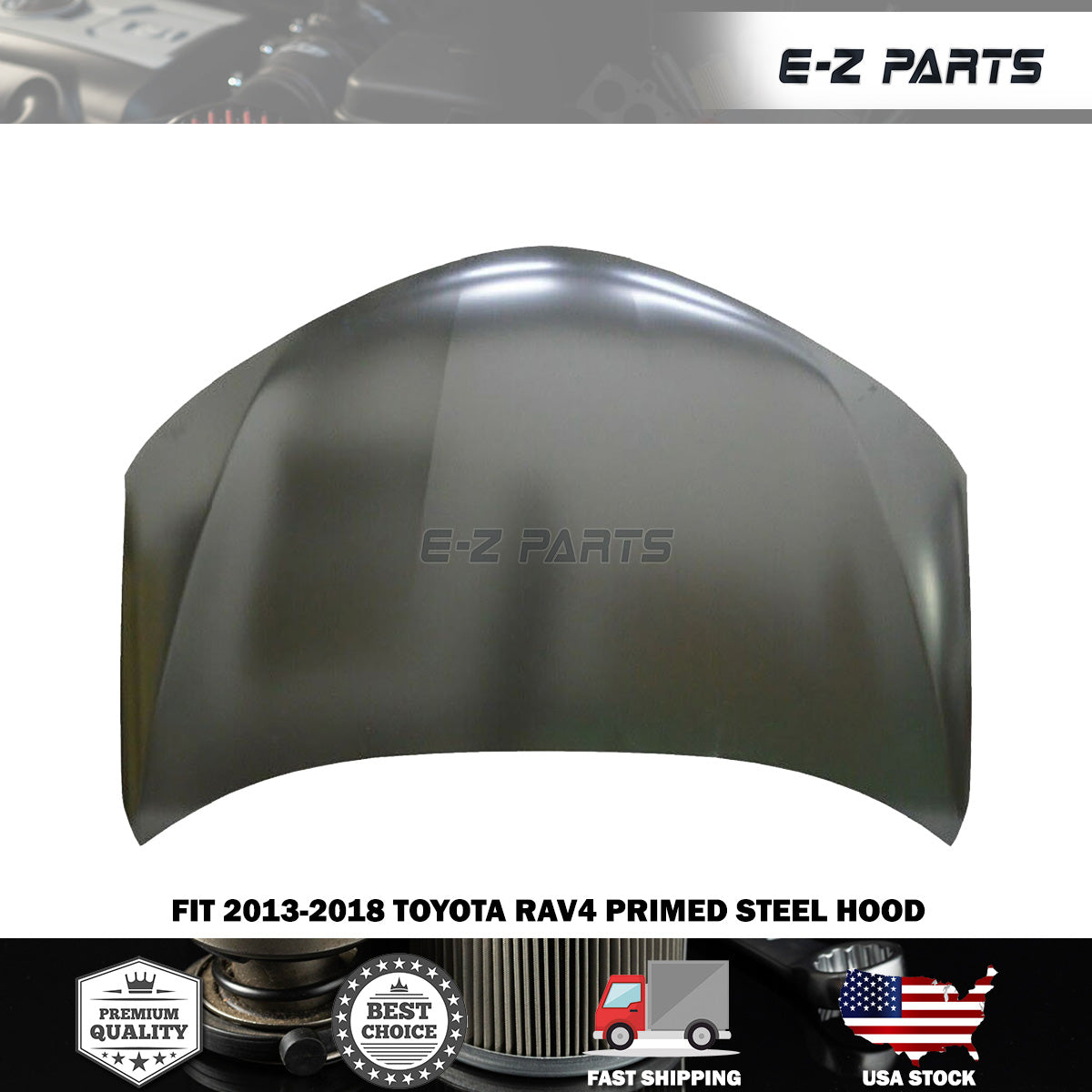 Fit 2013-2018 Toyota RAV4 Primed Steel Hood