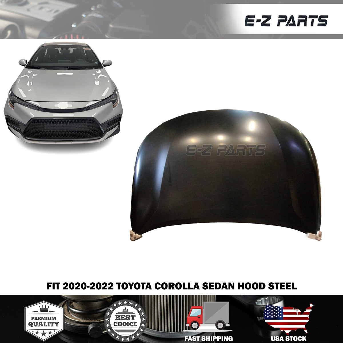 For 2020-2022 Toyota Corolla Sedan Hood Steel