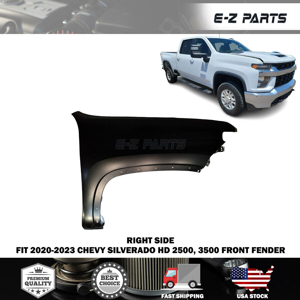 For 2020-2023 Chevy Silverado HD 2500, 3500 Front Right Fender Passenger Side RH