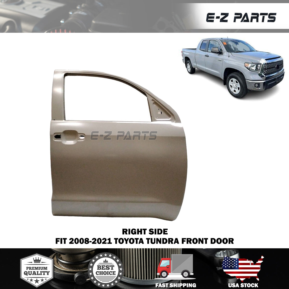 Fit 2008-2021 Toyota Tundra Right Front Door Passenger Side RH
