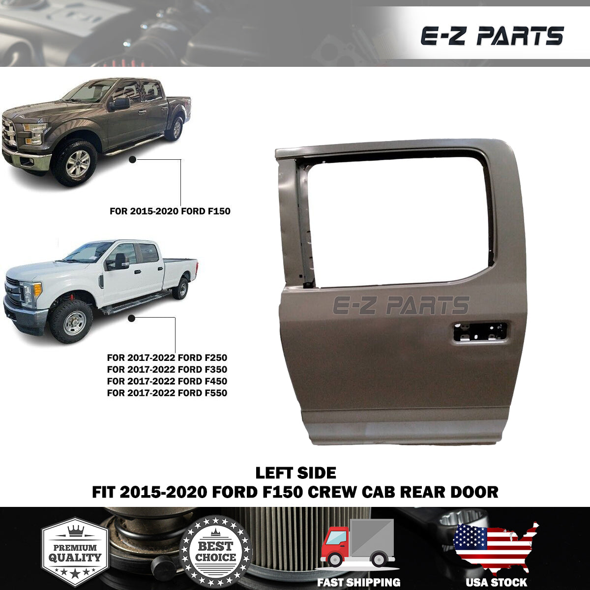 Fit 2015-2020 Ford F150 Rear Left Door Driver Side LH