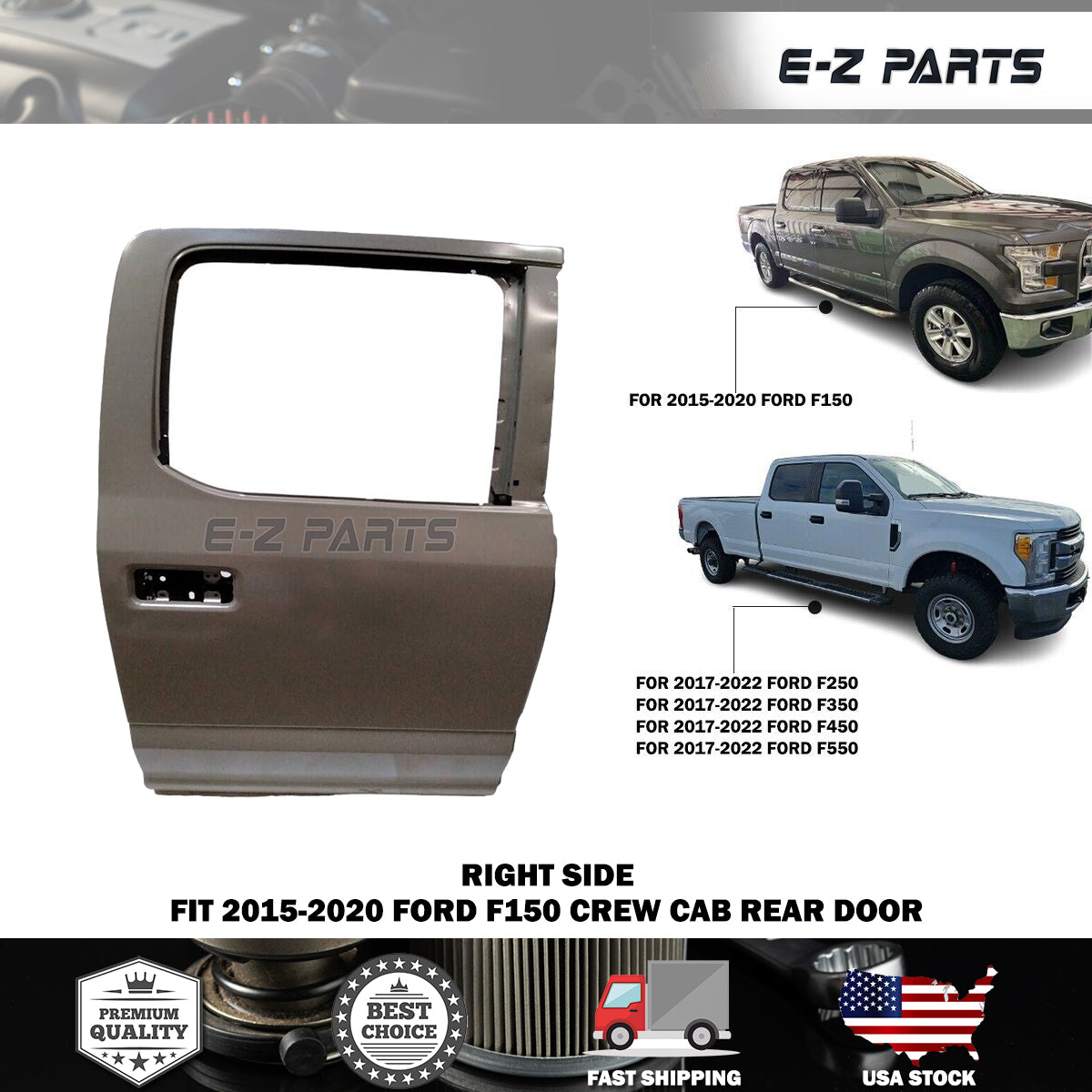 Fit 2015-2020 Ford F150 Rear Right Door Passenger Side RH