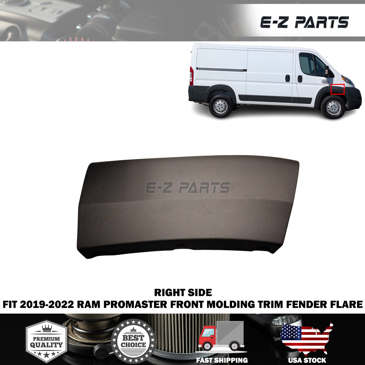 For 2019-2022 RAM Promaster Right Front Molding Trim Fender Flare