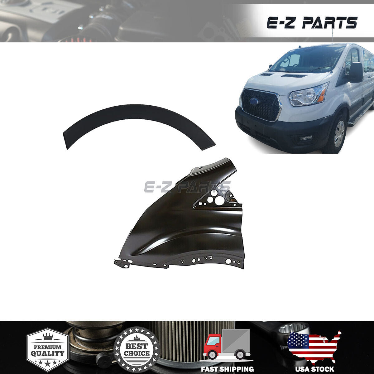 Fit 2015-2019 Ford Transit Left Side Fender and Fender Flare Molding