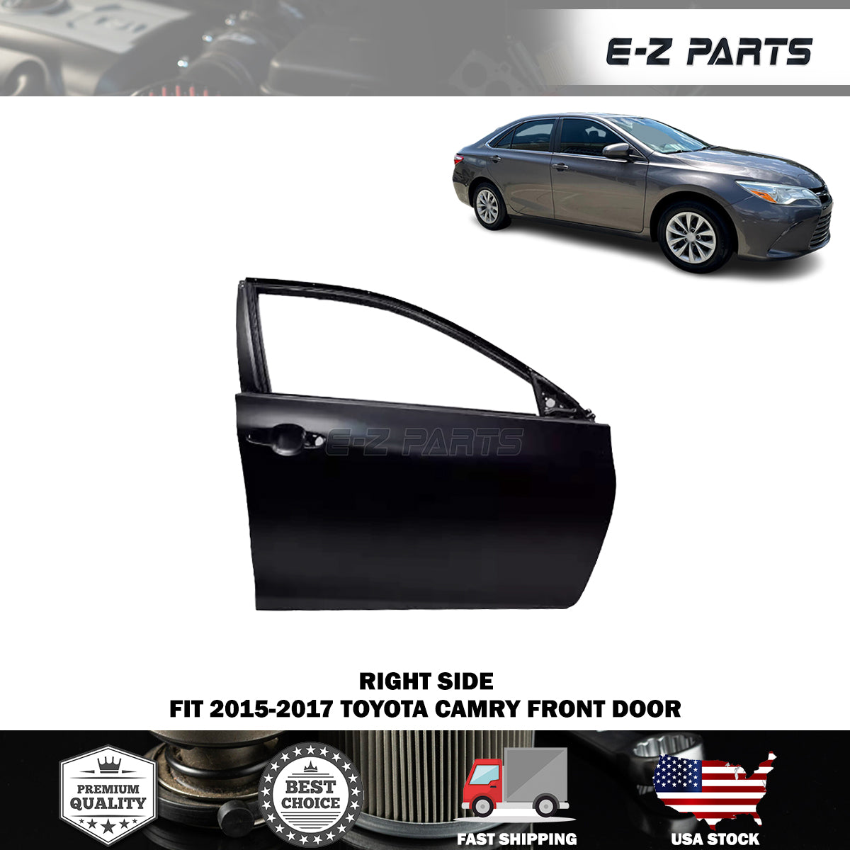 Fit 2015-2017 Toyota Camry Right Front Door Passenger Side RH