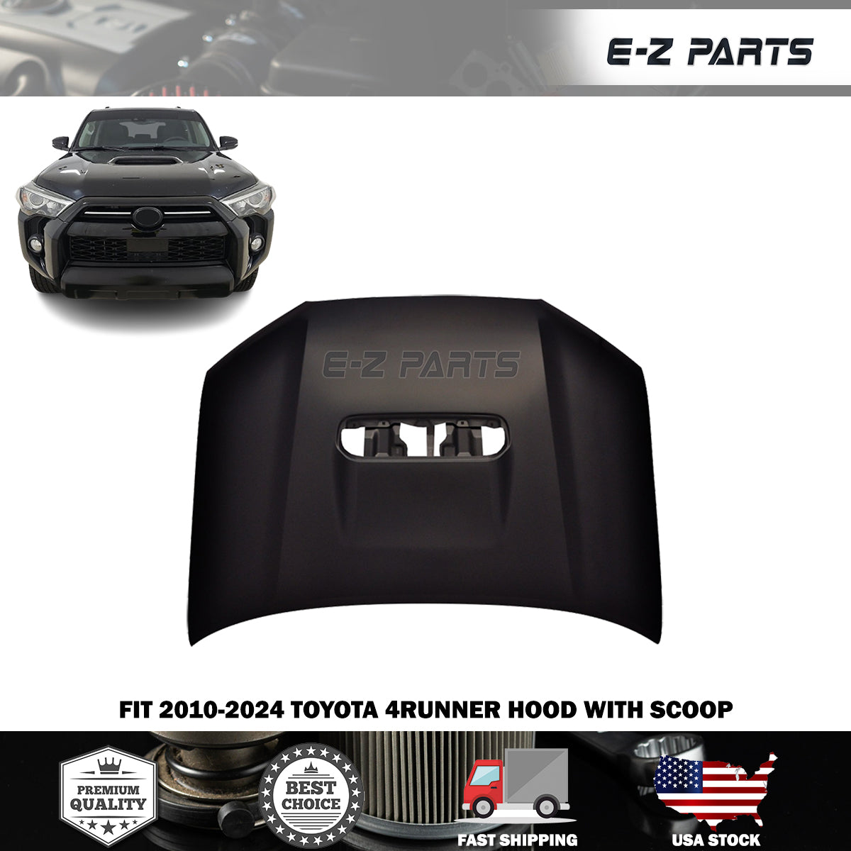 Fit 2010-2024 Toyota 4Runner Hood with Scoop