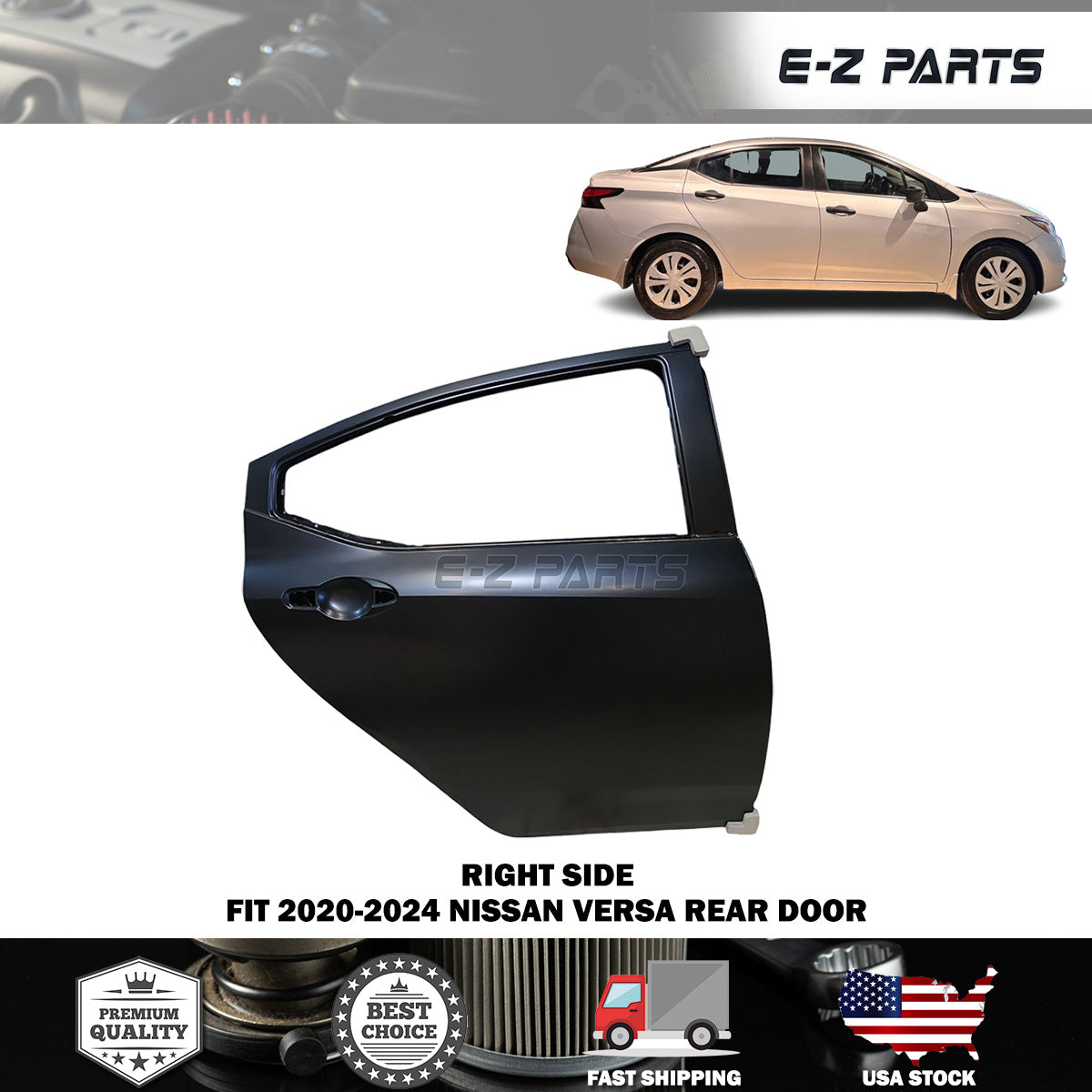 Fit 2020-2024 Nissan Versa Right Rear Door Passenger Side RH