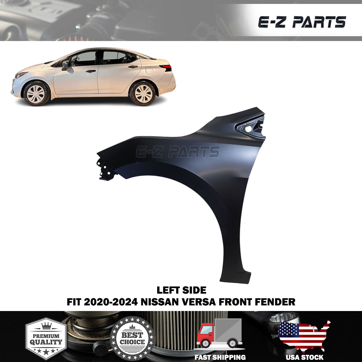 Fit 2020-2024 Nissan Versa Left Front Fender Driver Side LH