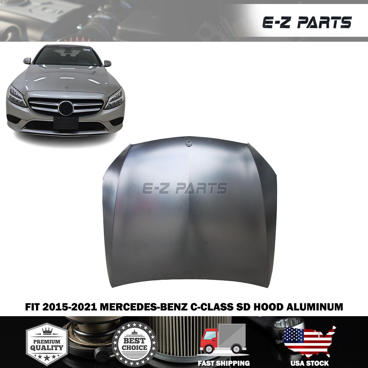 Fit 2015-2021 Mercedes-Benz C-CLASS SD Hood Aluminum