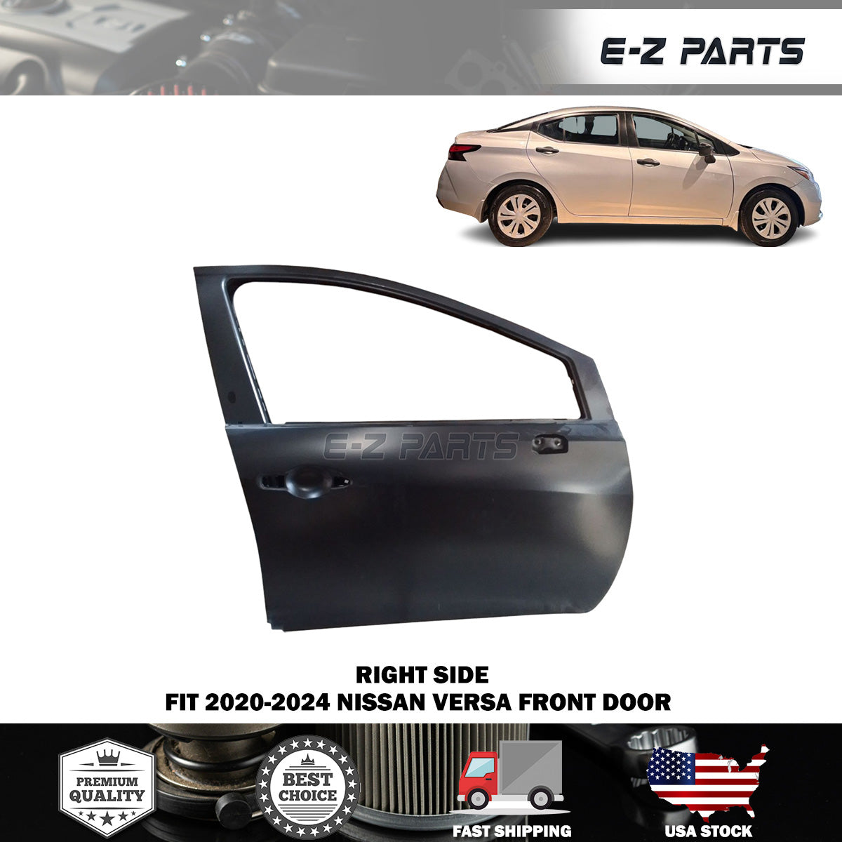 Fit 2020-2024 Nissan Versa Right Front Door Passenger Side RH