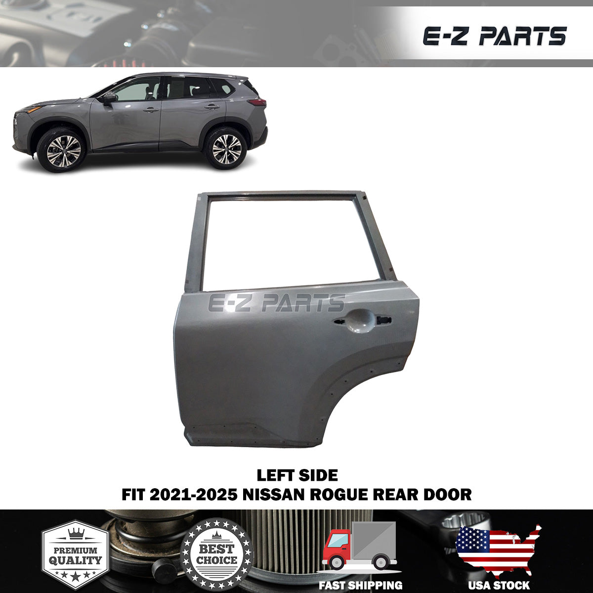 Fit 2021-2025 Nissan Rogue Left Rear Door Driver Side LH