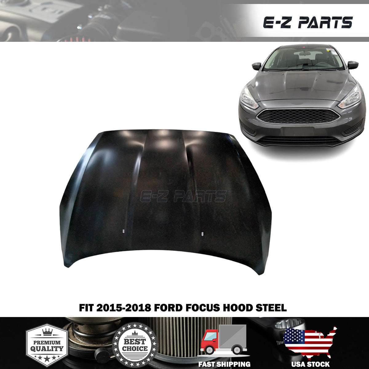 Fit 2015-2018 Ford Focus Hood Steel