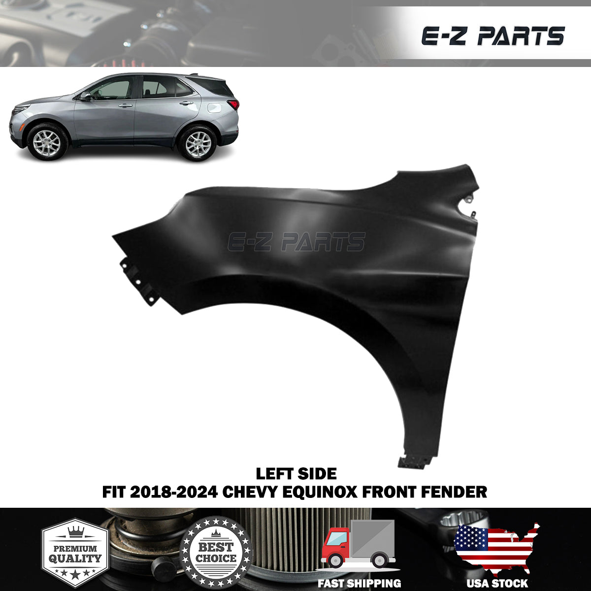 Fit 2018-2024 Chevy Equinox Left Front Fender Driver Side LH