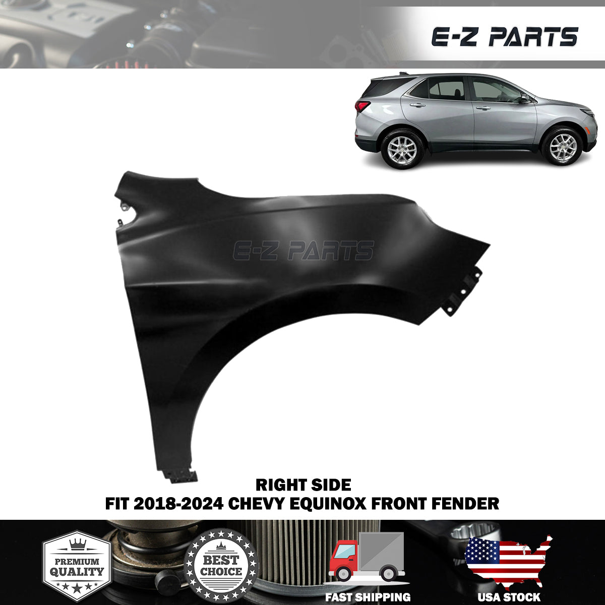 Fit 2018-2024 Chevy Equinox Right Front Fender Passenger Side RH