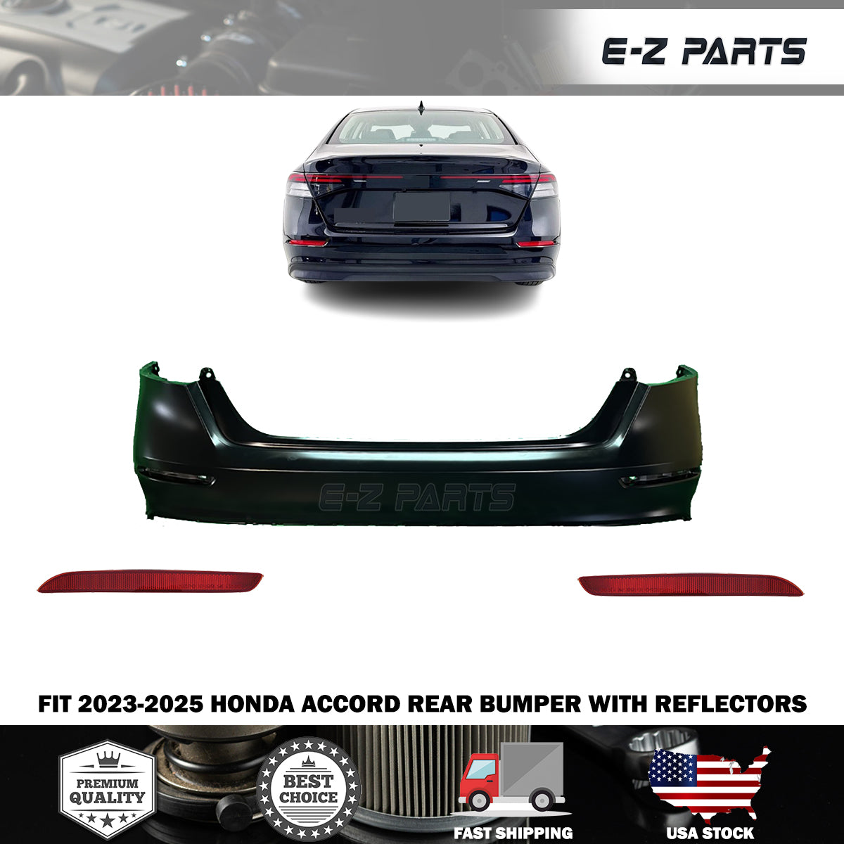 Fit 2023-2025 Honda Accord Rear Bumper with Reflectors