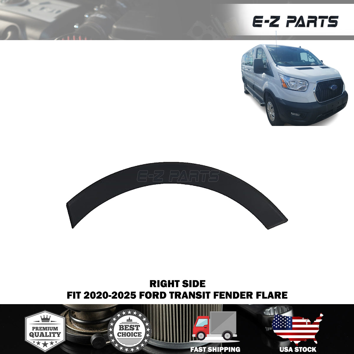 Fit 2020-2025 Ford Transit Right Fender Flare Passenger Side RH