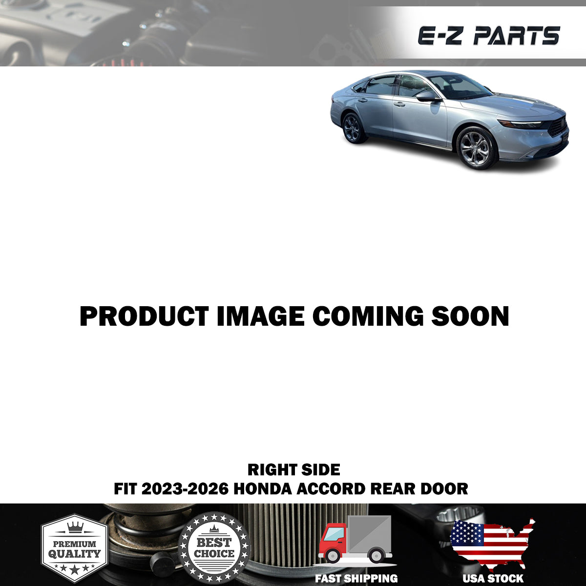 Fit 2023-2026 Honda Accord Right Rear Door Passenger Side RH