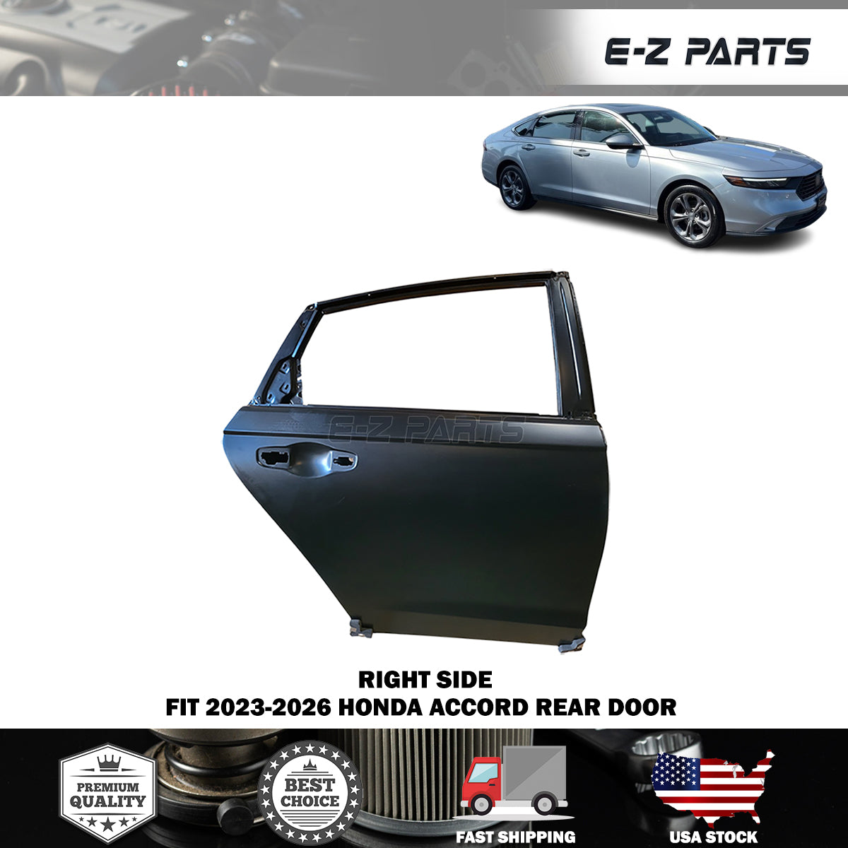 Fit 2023-2026 Honda Accord Right Rear Door Passenger Side RH