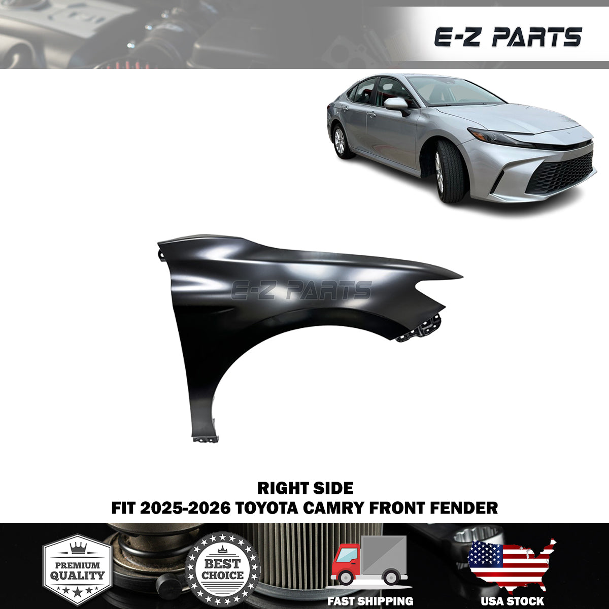 Fit 2025-2026 Toyota Camry Right Front Fender Passenger Side RH