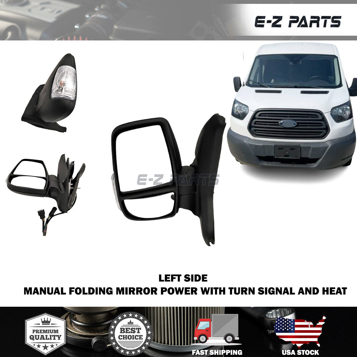 For 2015-2022 Ford Transit Left Side Mirror Power With Turn Signal And Heat
