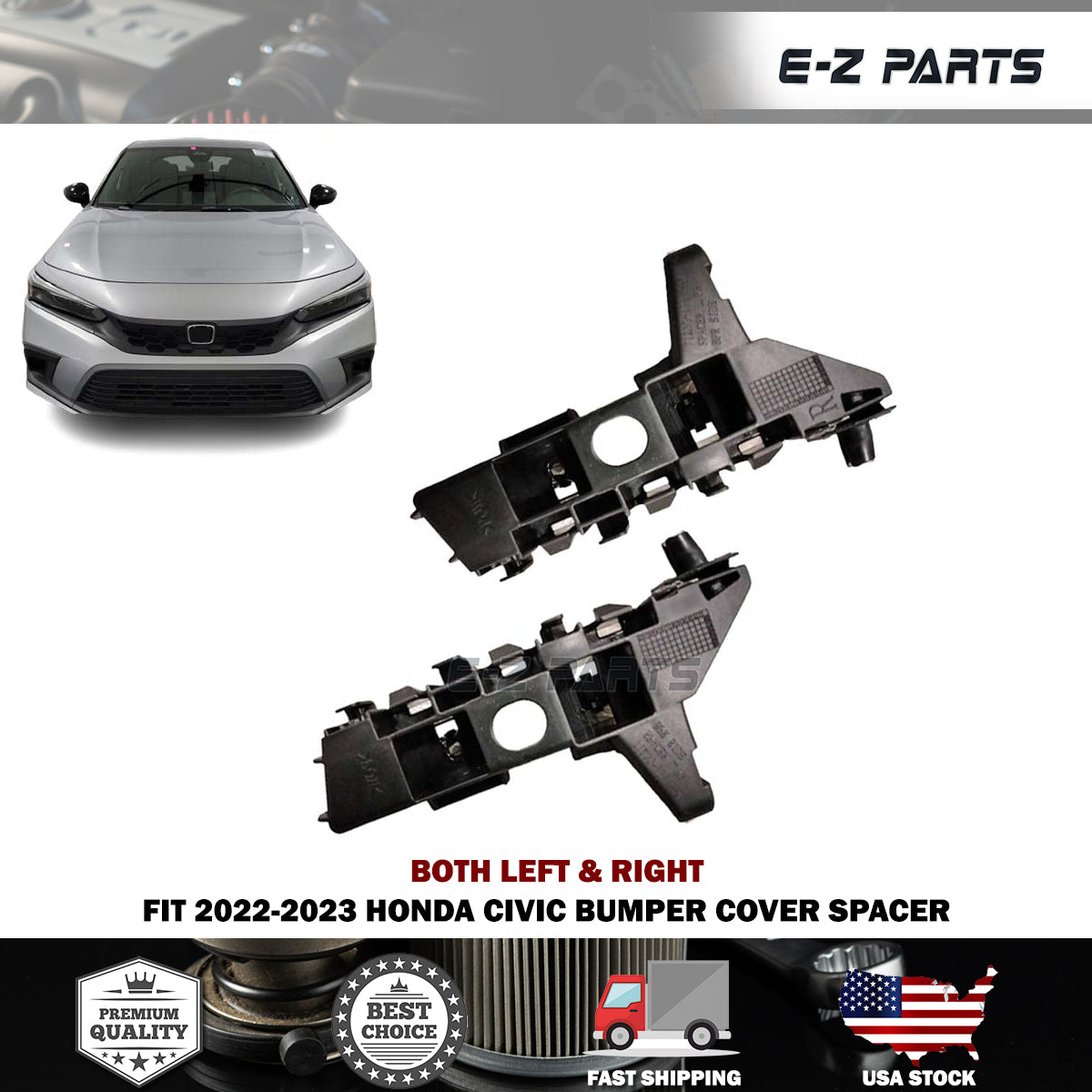 For 2022-2023 Honda Civic Both Left & Right Bumper Cover Spacer