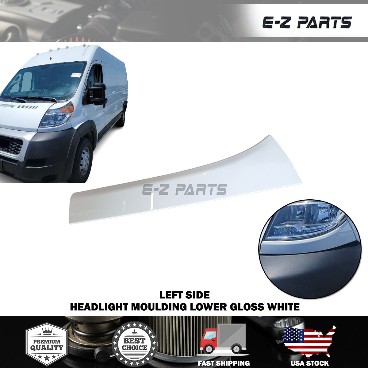 For 2014-2022 RAM Promaster Left Headlight Moulding Lower Driver Side LH