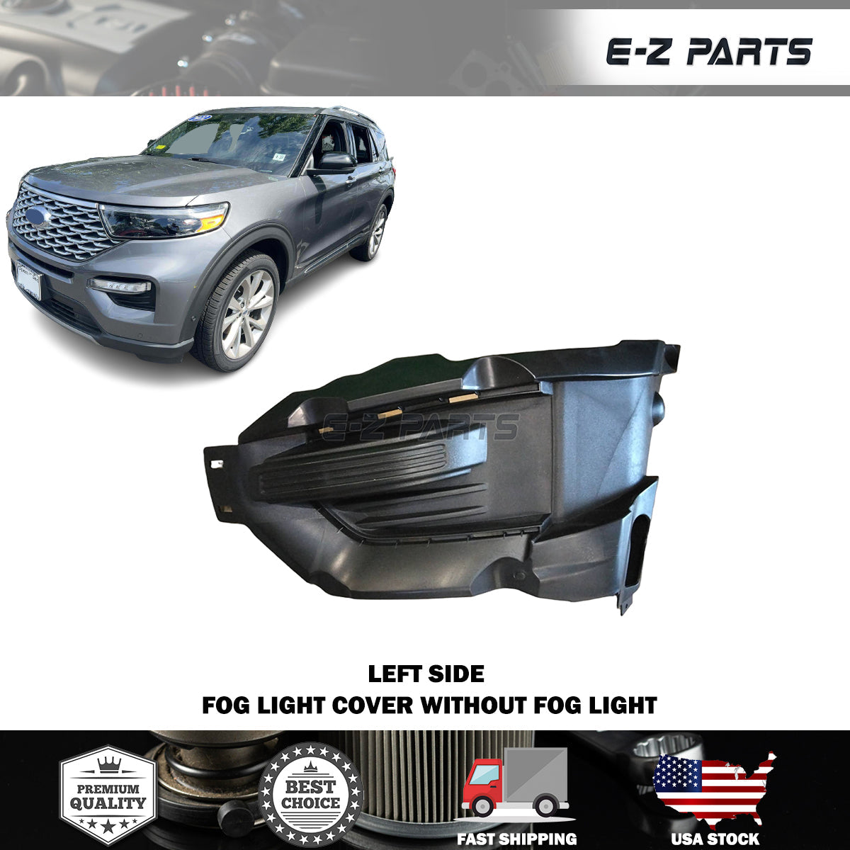 For 2020-2022 Ford Explorer Left Fog Light Cover Without Fog Light Driver Side