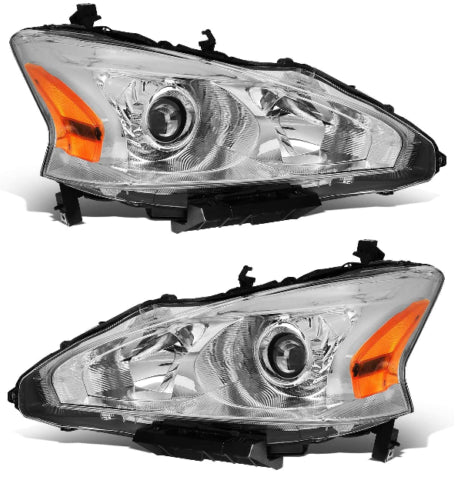 For 2013 2014 2015 Nissan Altima Headlight Head Lamp Chrome Housing  RH +LH