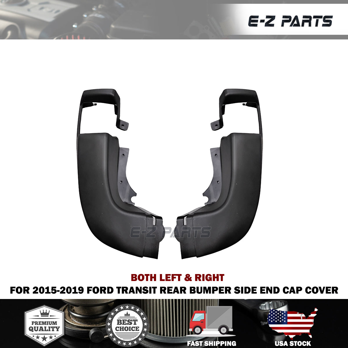 Fit 2015-2019 Ford Transit Both Left & Right Rear Bumper Side End Cap Cover