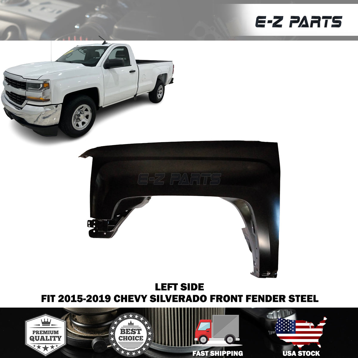 For 2015-2019 Chevy Silverado Steel Front Left Fender Driver Side LH