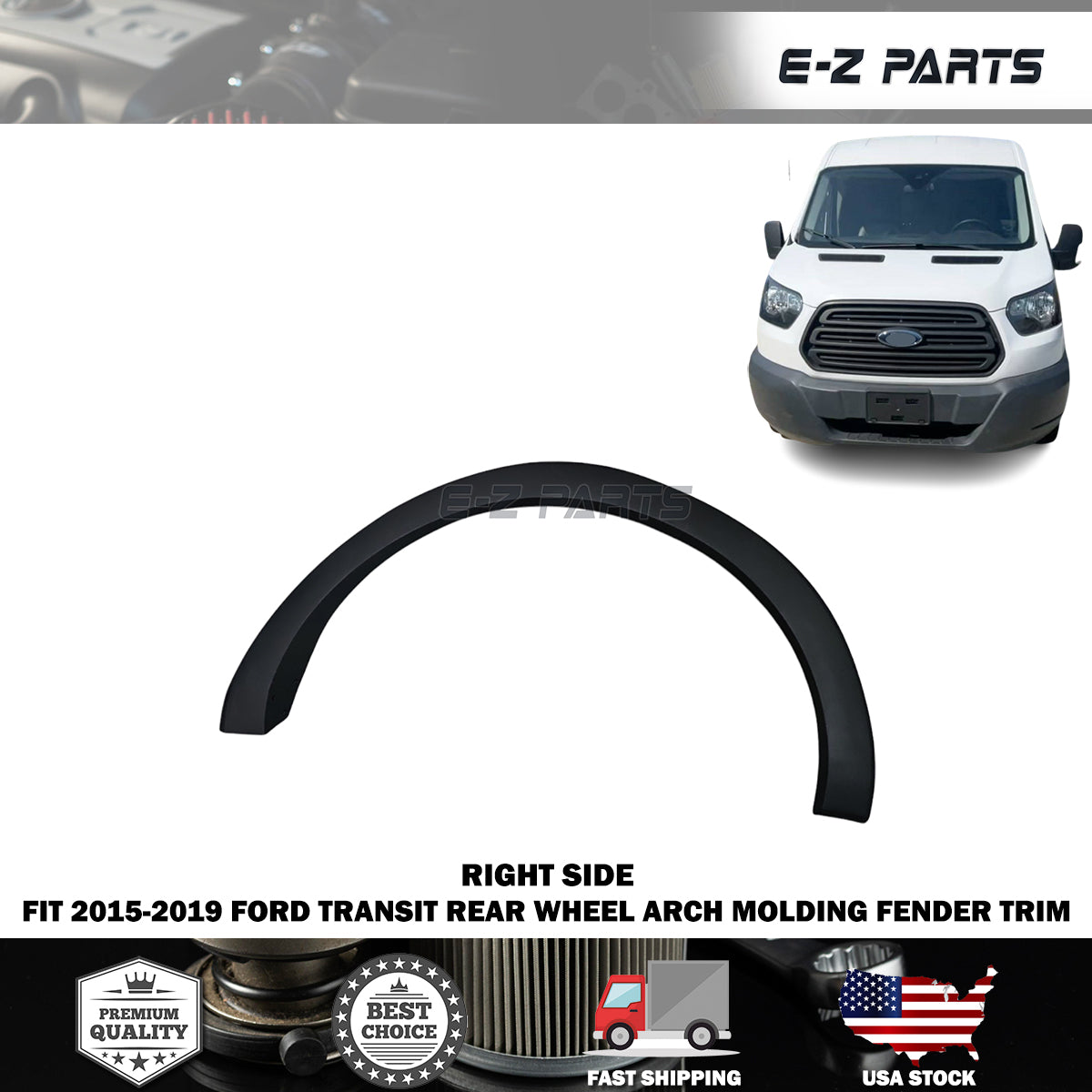 Fit 2015-2019 Ford Transit Right Rear Wheel Arch Molding Fender Trim