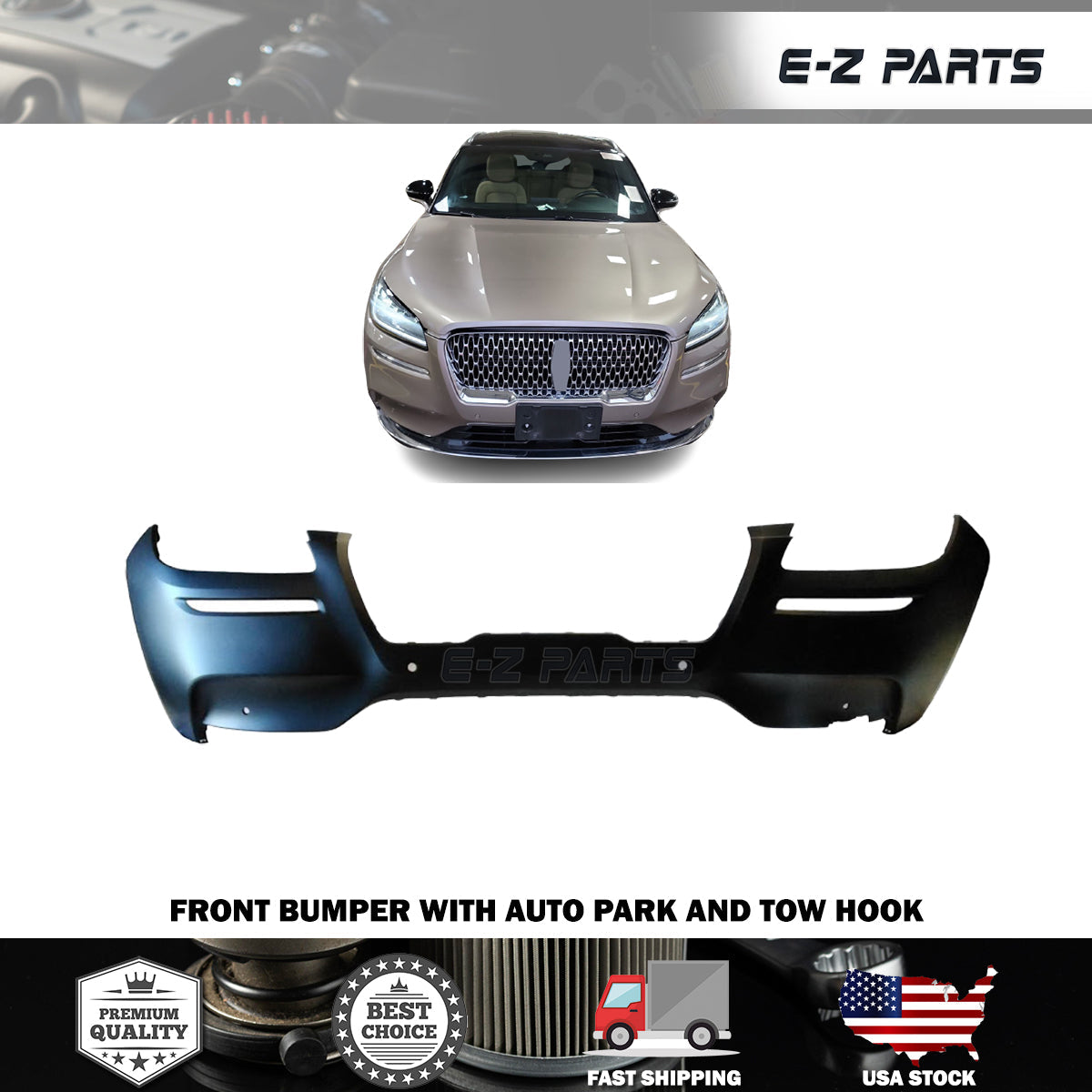 For 2020-2021 Lincoln Corsair Front Bumper W/Auto Park W/Tow Hook