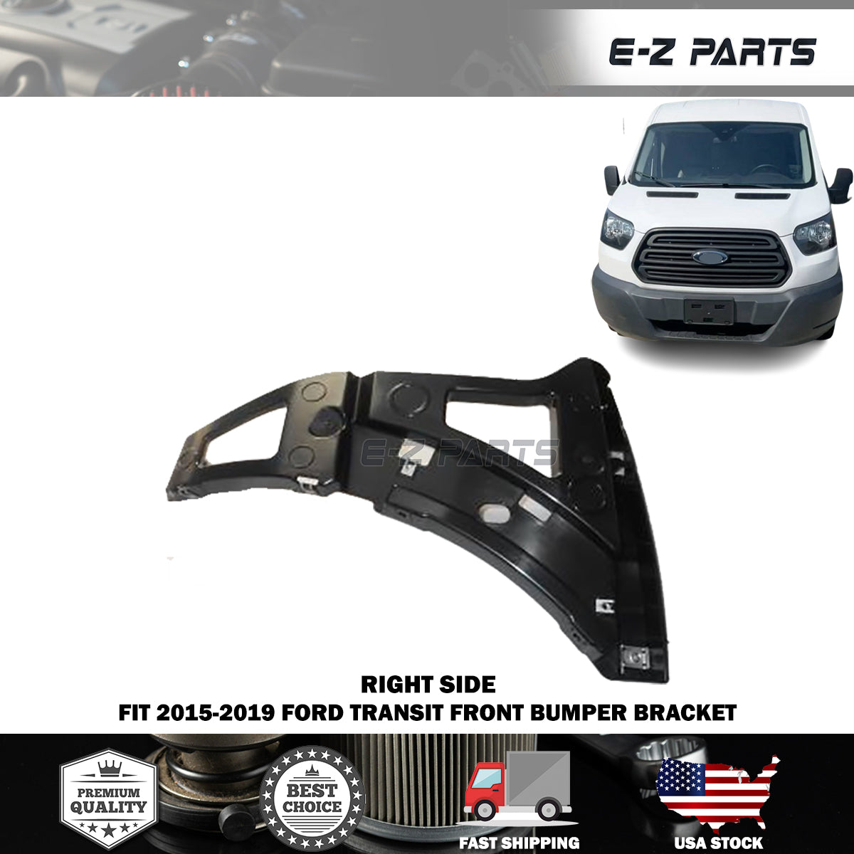 Fit 2015-2019 Ford Transit Right Front Bumper Bracket Passenger Side RH
