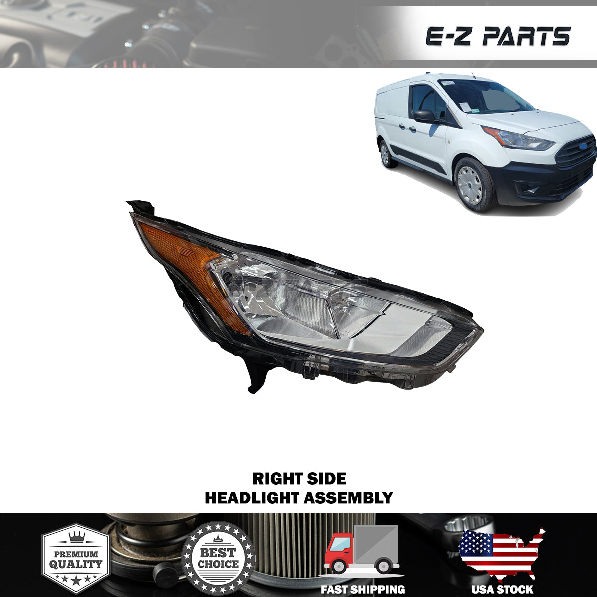 Fit 2019-2023 Ford Transit Connect Right Headlight Assembly Passenger Side RH