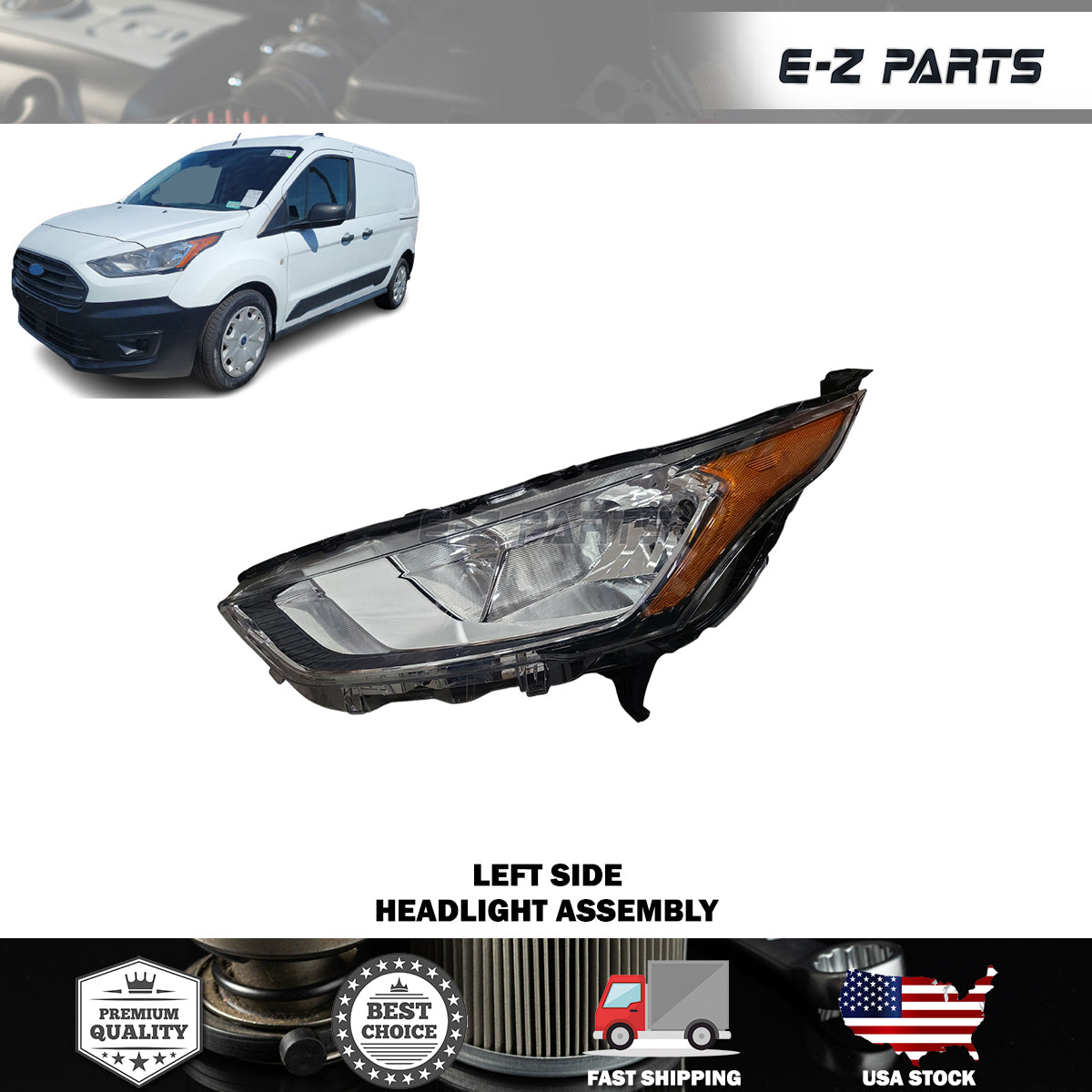 Fit 2019-2023 Ford Transit Connect Left Headlight Assembly Driver Side LH