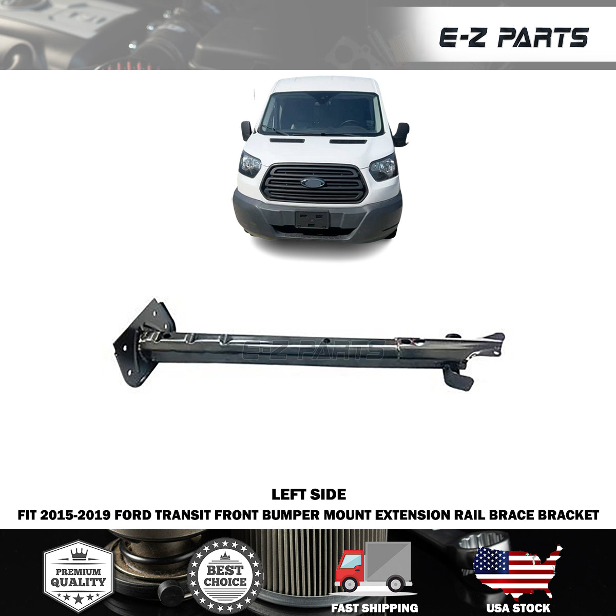 Fit 2015-2019 Ford Transit Left Front Bumper Mount Extension Rail Brace Bracket