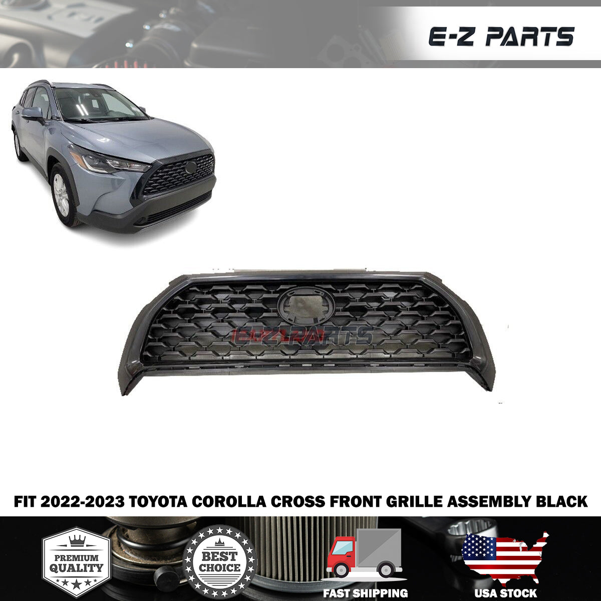 For 2022-2023 Toyota Corolla Cross Front Grille Assembly Black
