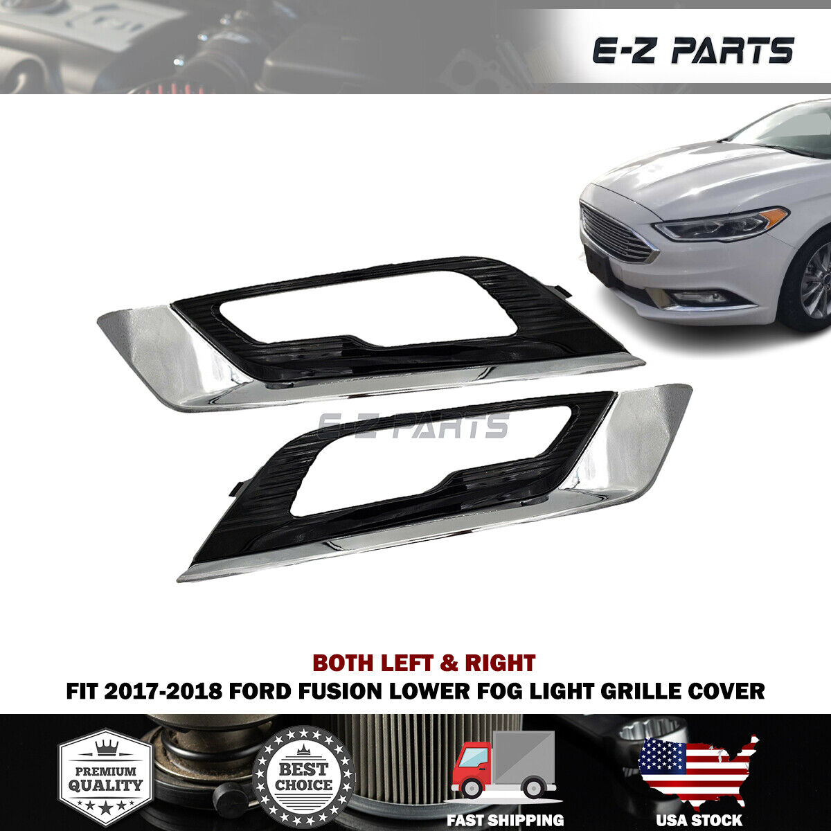 For 2017-2018 Ford Fusion Lower Fog Light Grille Grill Cover
