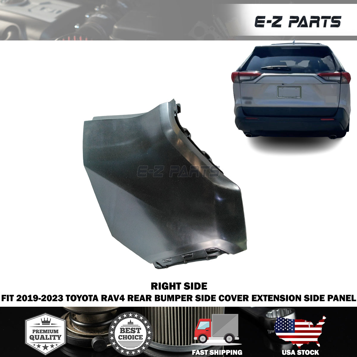 For 2019-2023 Toyota Rav4 Rear Bumper Side Cover Extension Side Panel Passenger