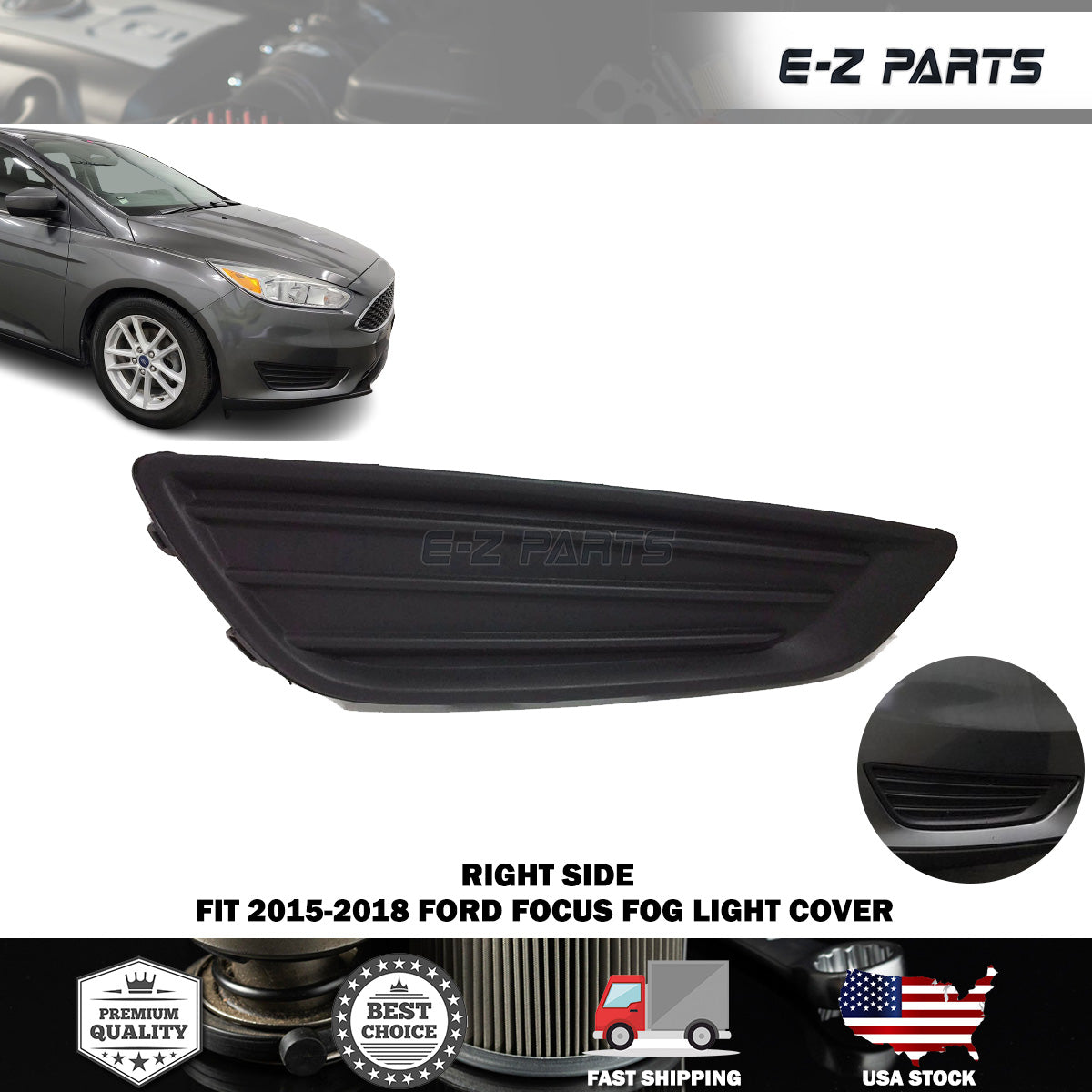 For 2015-2018 Ford Focus Fog Light Cover Right RH