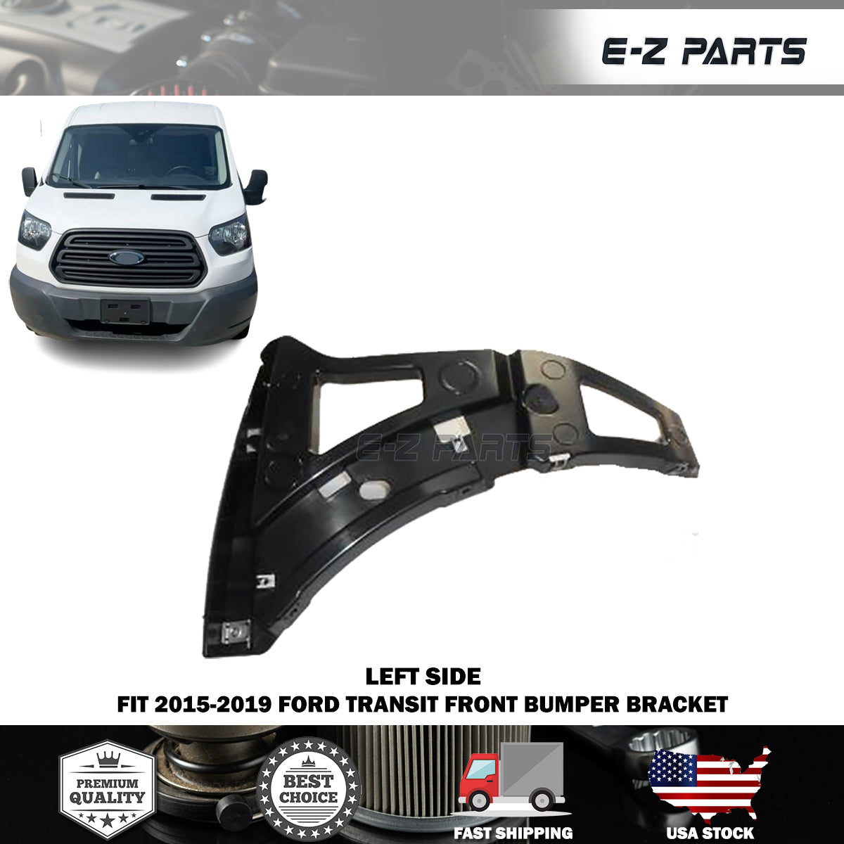 Fit 2015-2019 Ford Transit Left Front Bumper Bracket Driver Side LH