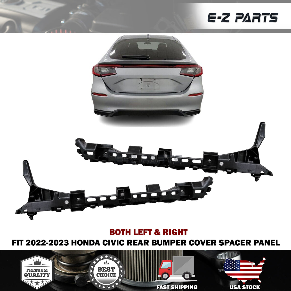 For 2022-2023 Honda Civic Rear Both Left & Right Side Bumper Cover Spacer Panel