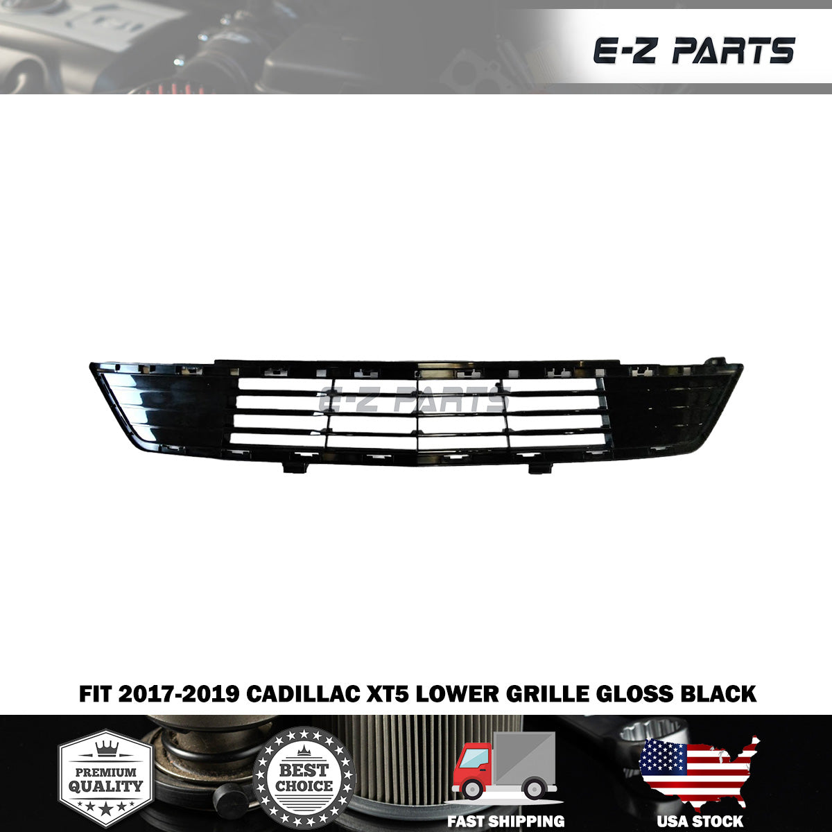 For 2017-2019 Cadillac XT5 Lower Grille Gloss Black