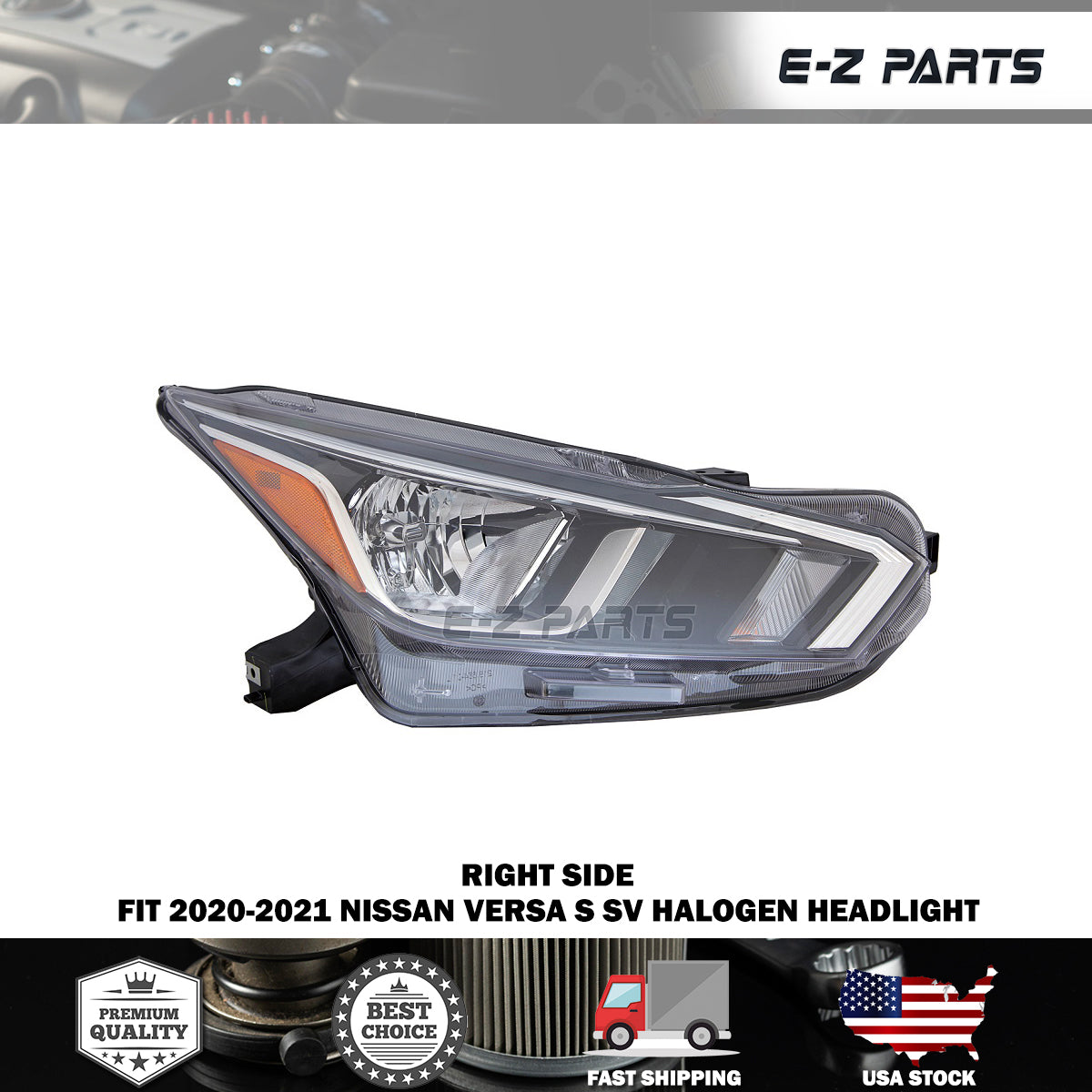 For 2020 2021 Nissan Versa S SV Halogen Right Headlight RH 20-17319-00