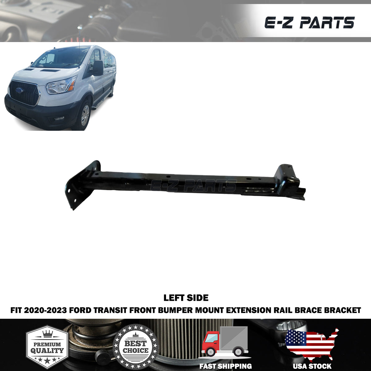Fit 2020-2023 Ford Transit Left Front Bumper Mount Extension Rail Brace Bracket