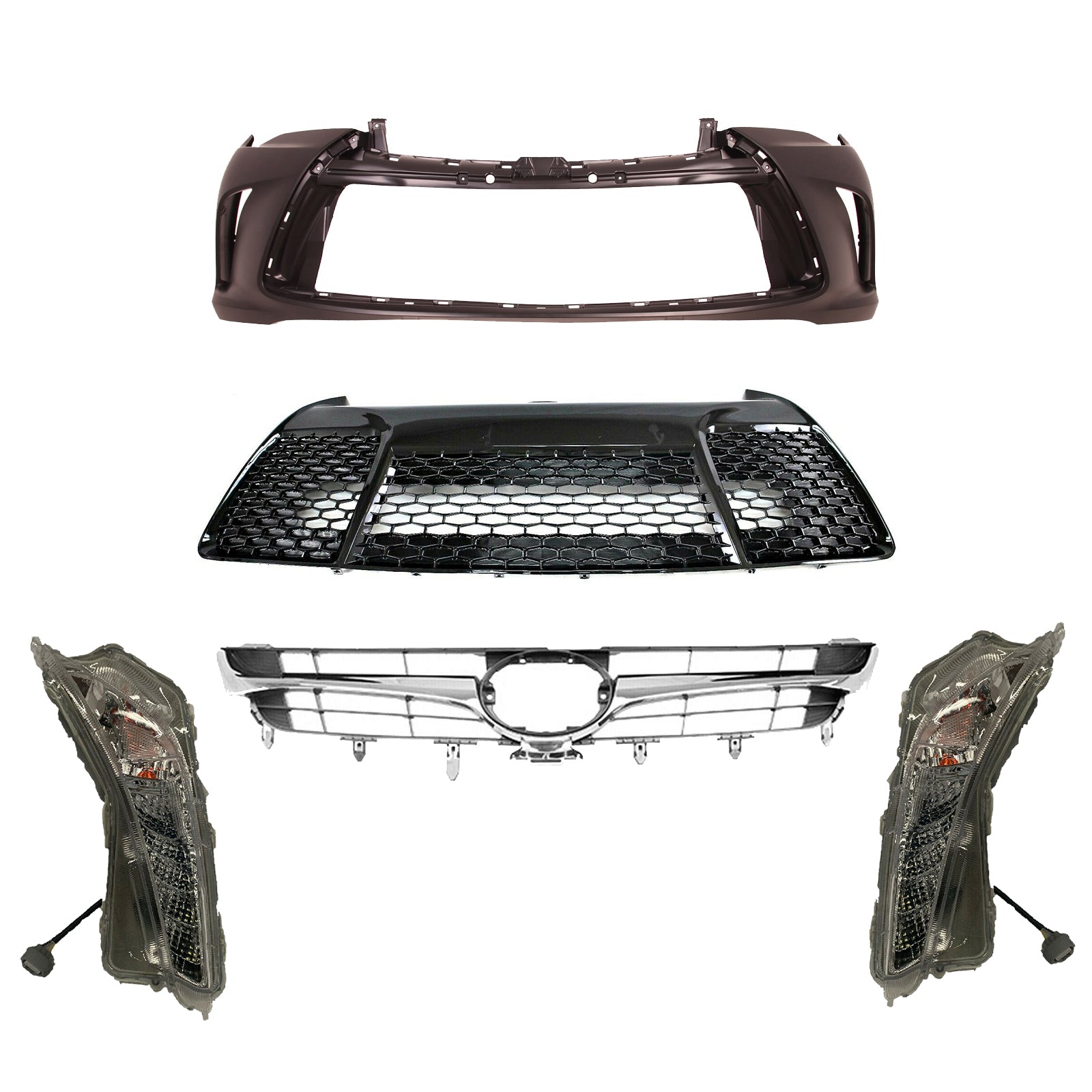 For 2015-2017 Toyota Camry XE XSE Front Bumper kit with Upper and Lower Grilles
